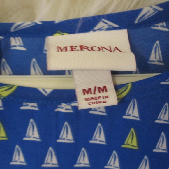 SALE!! Sailboats navy blue blouse with sailboats - Picture 4 of 9